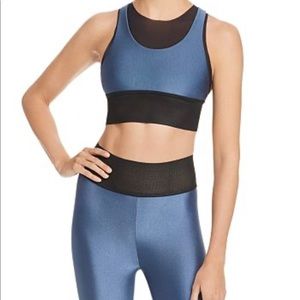 BNWT Koral Metallic blue/grey mesh sports bra